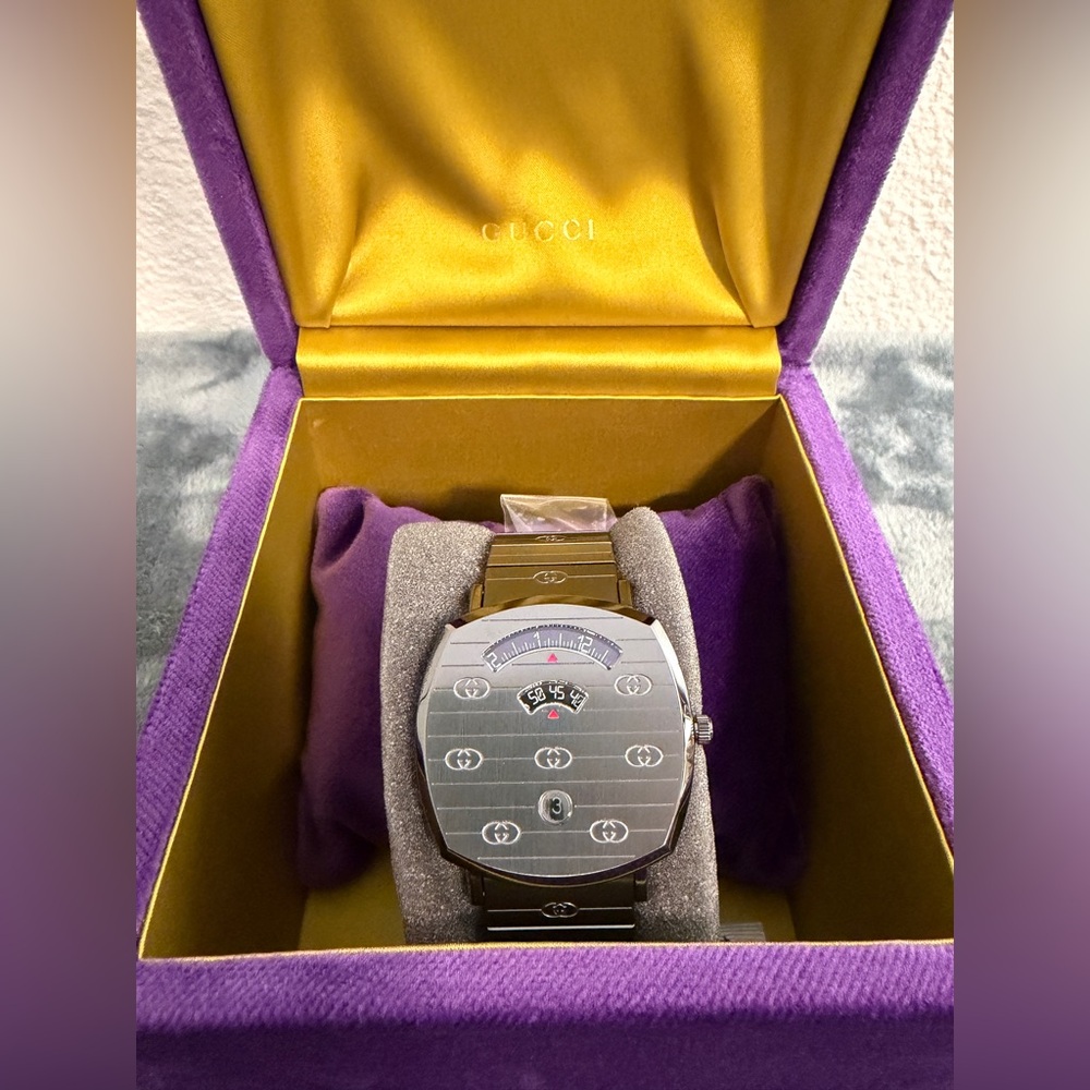 Brand New Gucci Grip Watch Black Stainless Steel Quartz 38mm